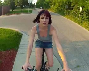 Cycling through the Streets without Panties Upskirt