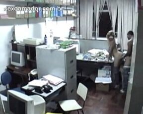 Naughty blonde has sex with another employee inside accounting office