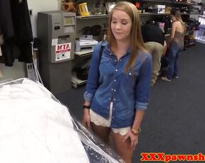 Pawnshop bride plowed in store after blowjob