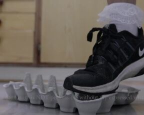 Sneakers Nike Crushing Egg Carton during the Quarantine