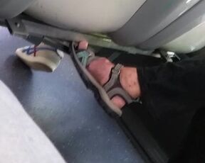 Candid Feet of Woman in Her Fifties On the Bus