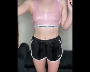 Teen doing a Solo Wet T-Shirt Contest