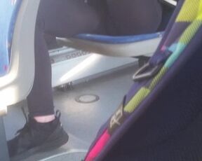 spy hot legs in bus