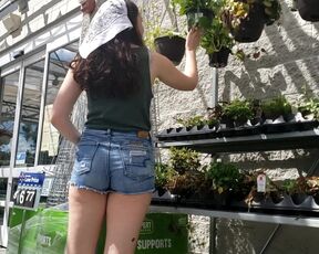 Candid 3 - Leggy Teen in Jean Shorts with bandana