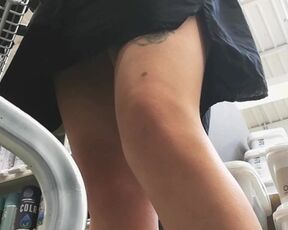 CUTE MILF UPSKIRT WITH TATTOOED LEGS