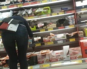 Nice tight jeans ass shopping with great bend over