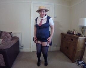 StepMom wearing Schoolgirl Uniform with Stockings & Suspenders