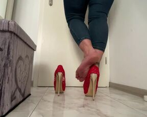 I Love my Red High Heels. Enjoy this Sexy Shoeplay.