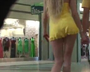 Blonde miniskirt fabulous upskirt!