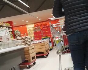 Tiny ass in tight jeans shopping