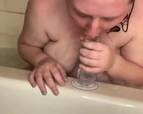 BBW Has Fun With Her Dildo In The Shower