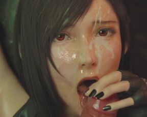 Final Fantasy porn Tifa gives a deep-throat blowjob rule34 3D hentai