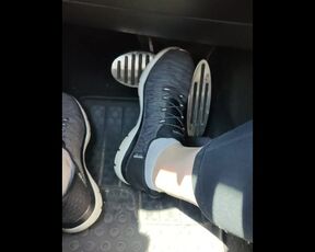 Revving my car with my sketchers sneakers