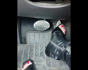 Hard pumping grinding stomping on my gas pedal with my stiletto boots