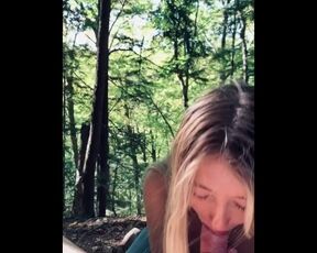 Amateur Tinder Teen Sucks & Swallows at a Public Park